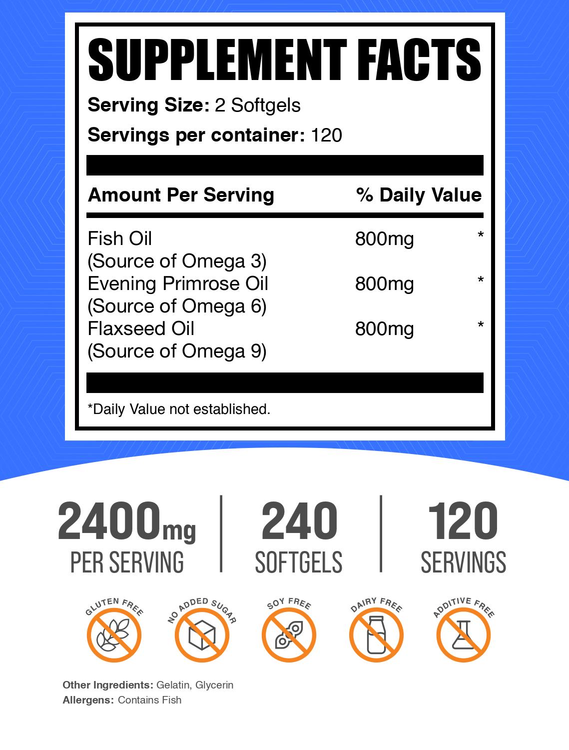 Omega 3-6-9 240 softgels label