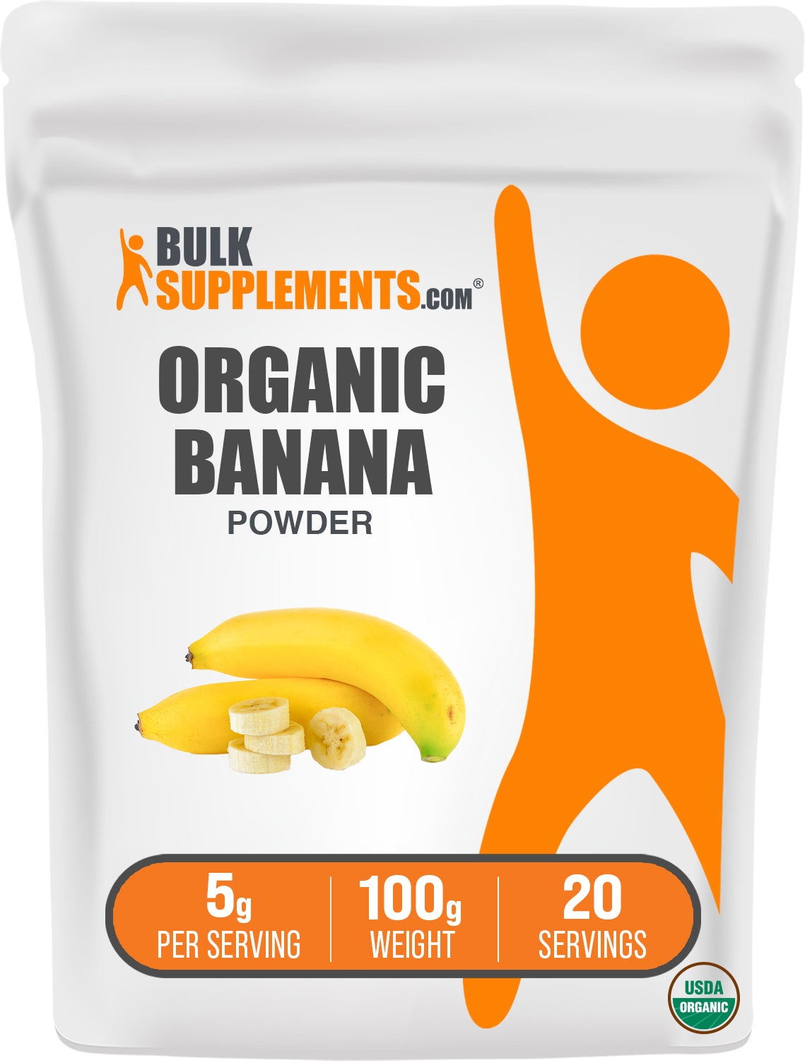 BulkSupplements.com Organic Banana Powder 100g bag image