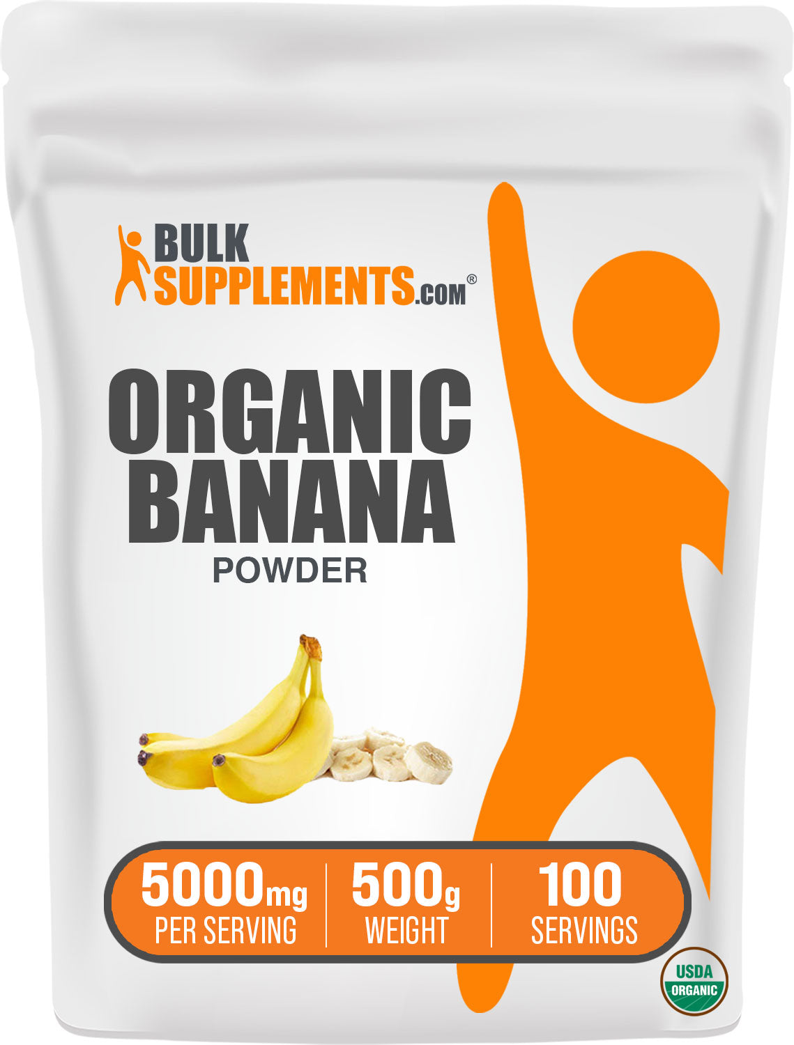 BulkSupplements.com Organic Banana Powder 500g bag image
