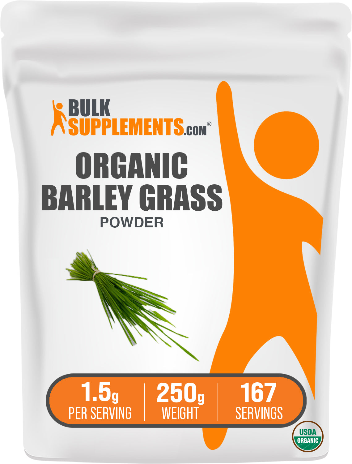 BulkSupplements.com Organic Barley Grass Powder 250g bag image