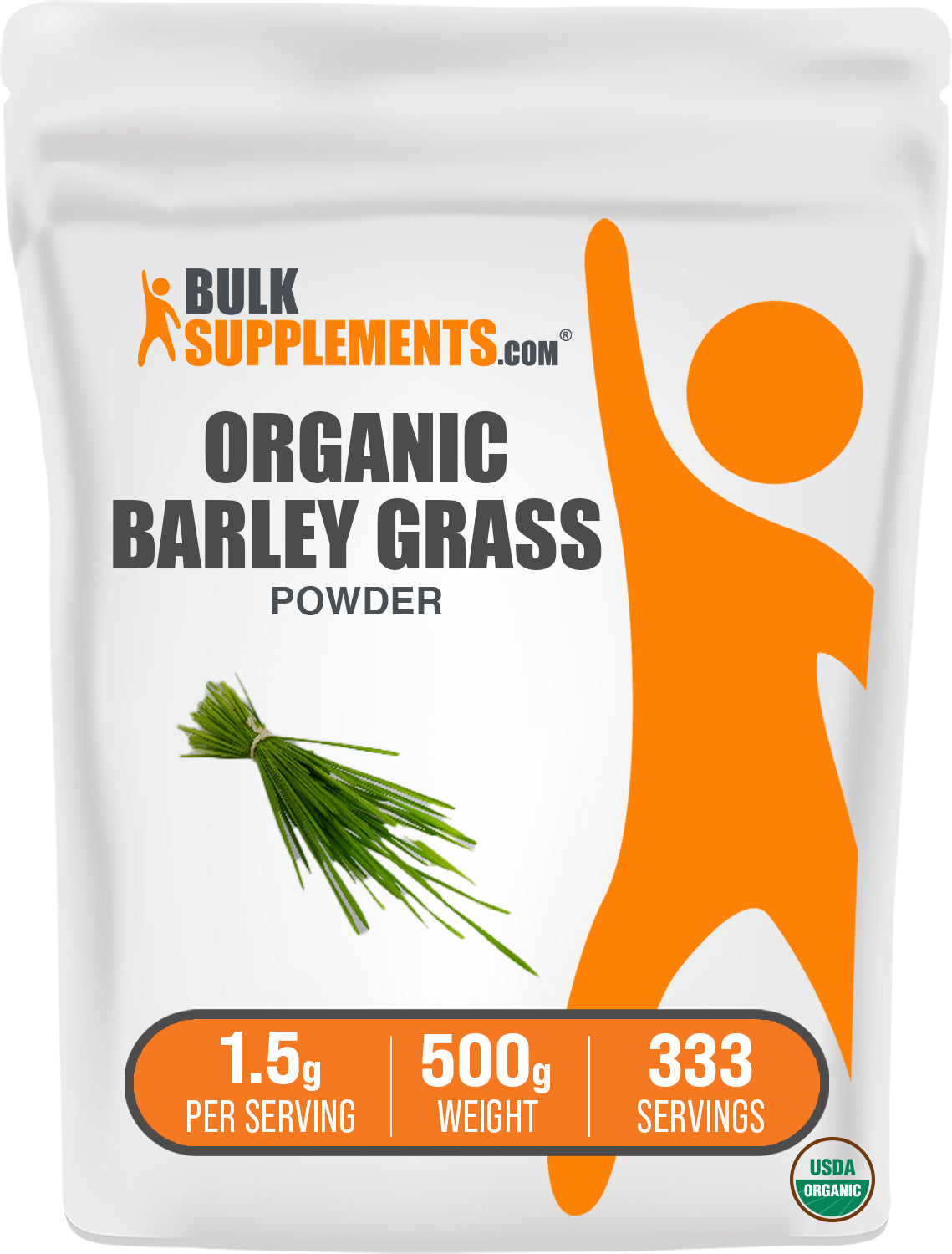 BulkSupplements.com Organic Barley Grass Powder 500g bag image