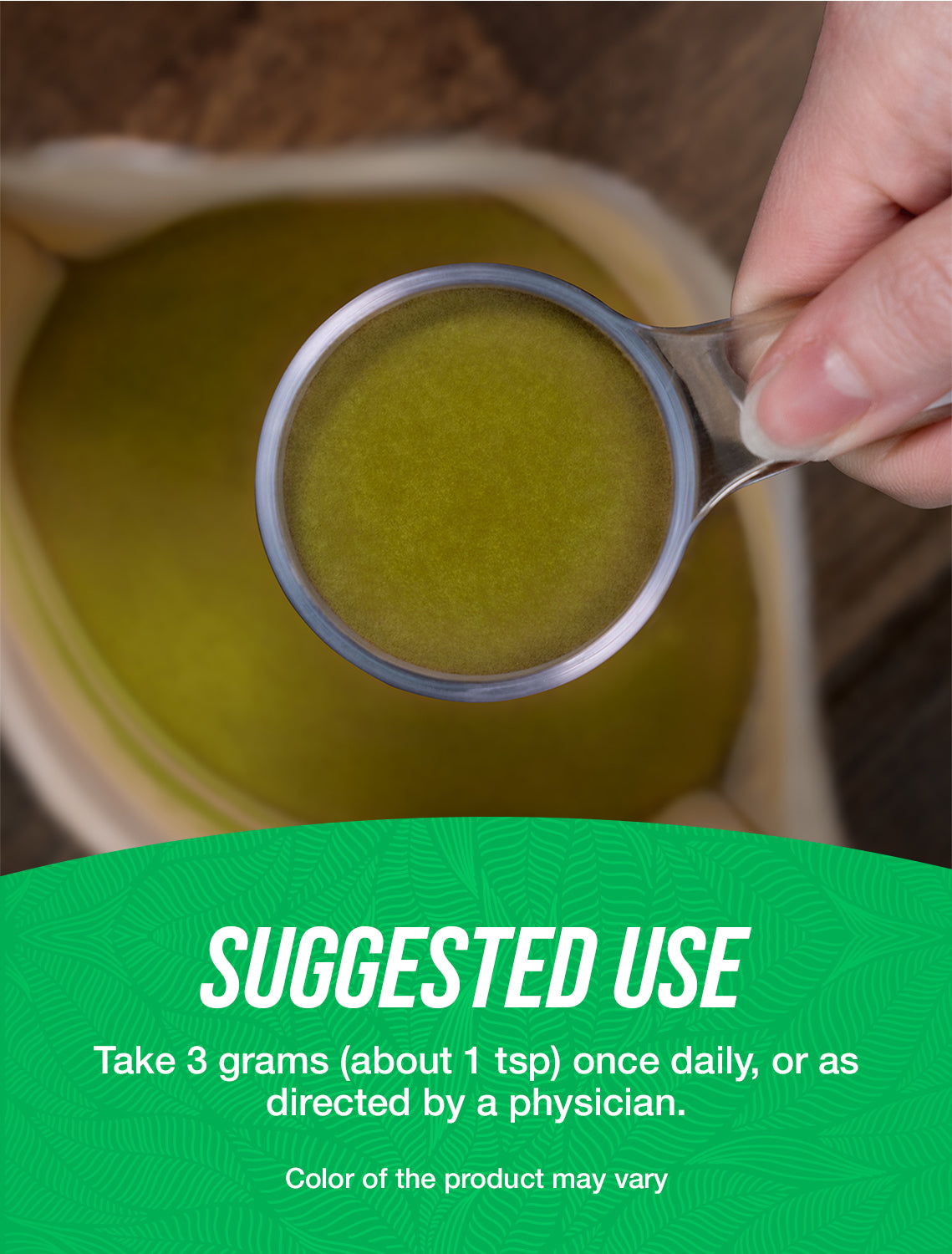 Organic barley grass powder suggested use image