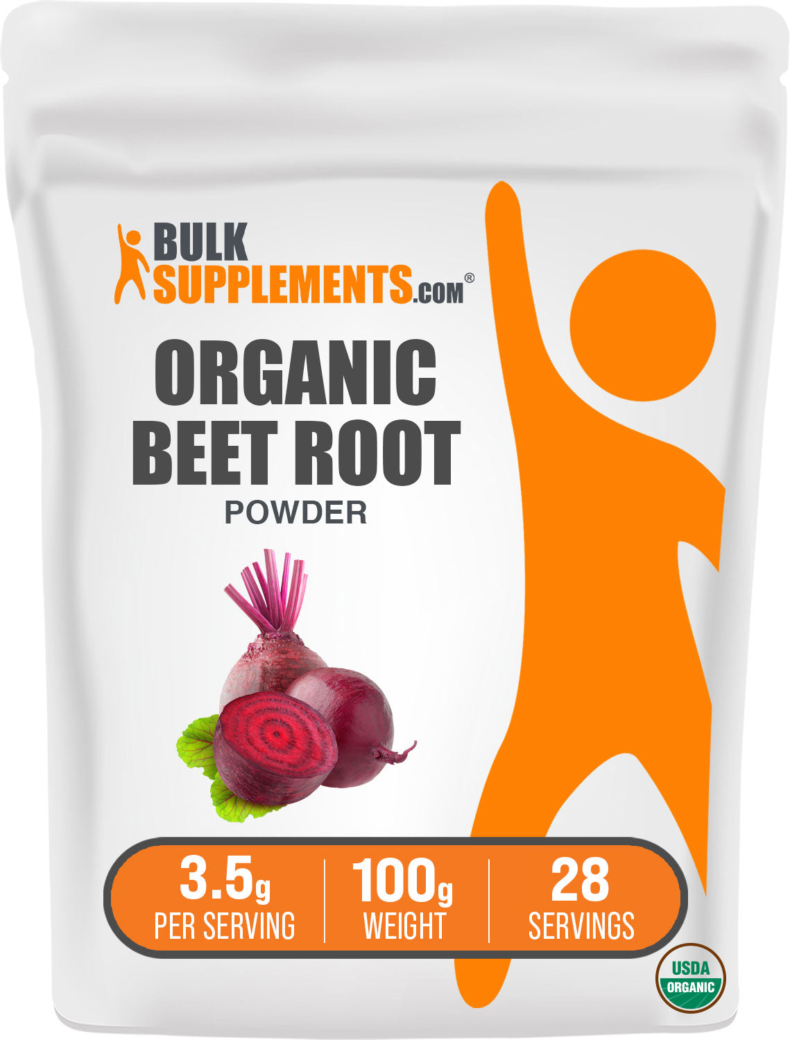 BulkSupplements.com Organic Beet Root Powder 100g bag image