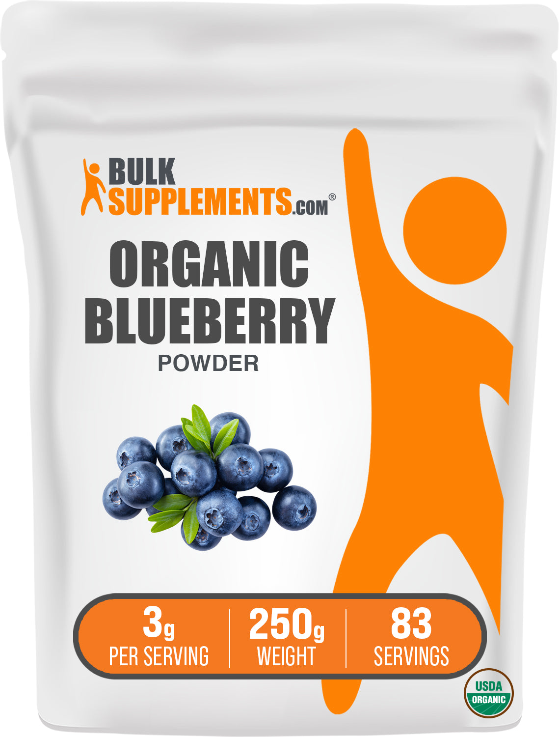 BulkSupplements.com Organic Blueberry Powder 250g bag image