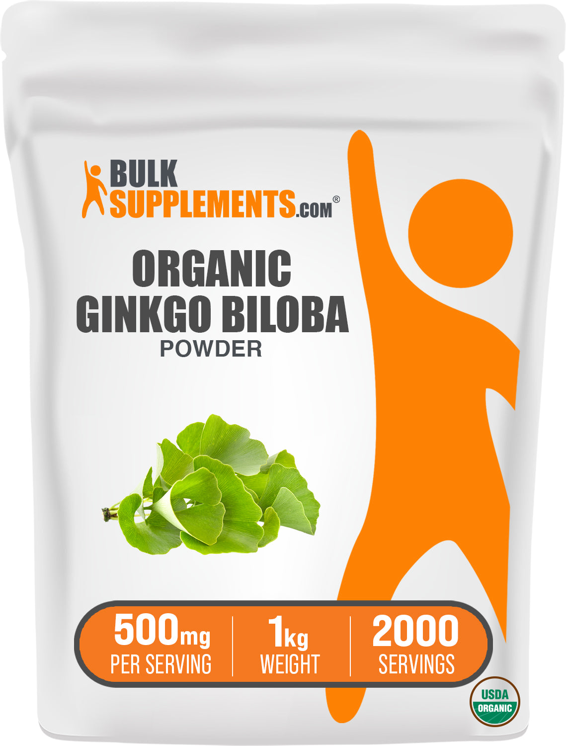 BulkSupplements.com Organic Ginkgo Biloba Powder 1kg bag image