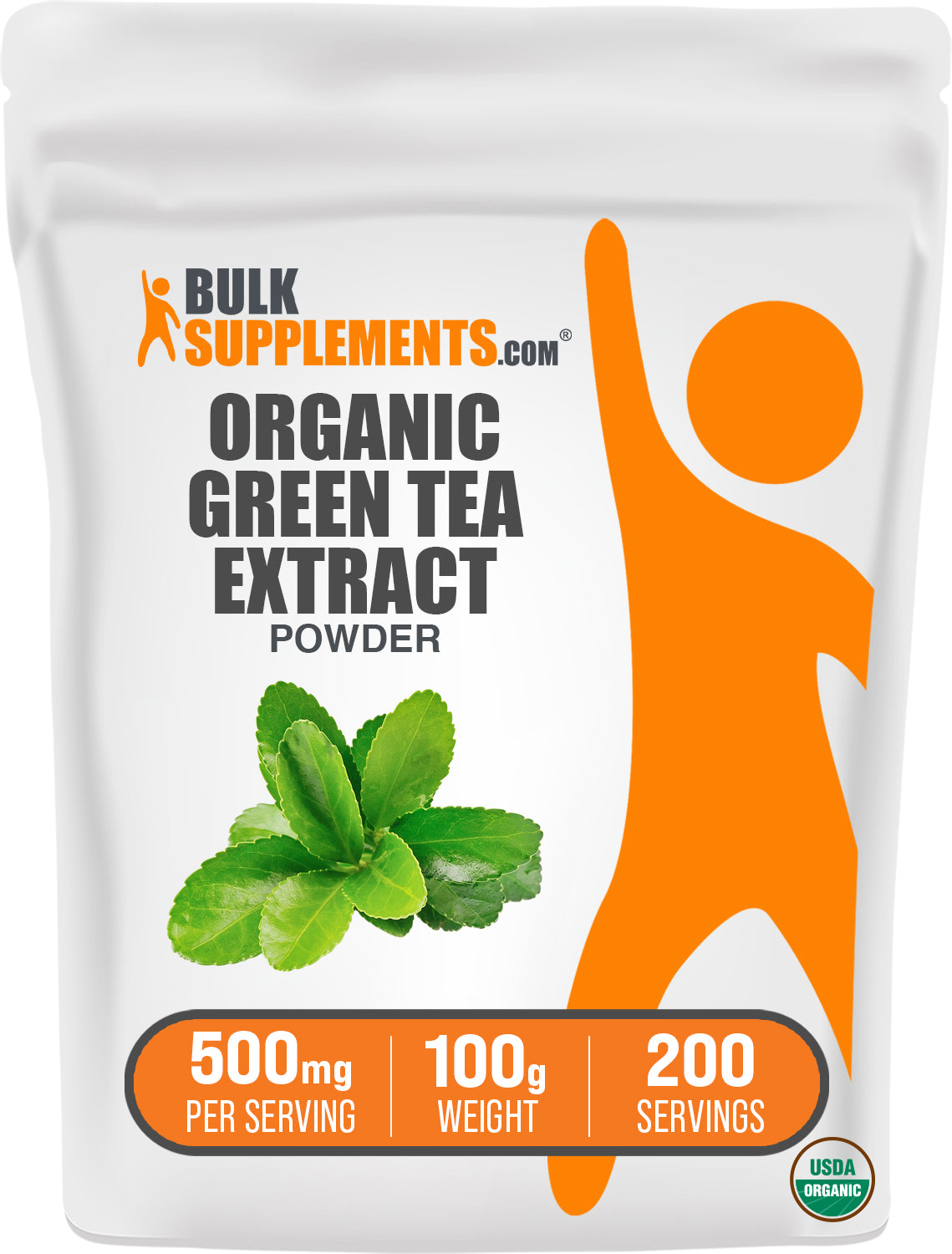 BulkSupplements.com Organic Green Tea Extract Powder 100g bag image