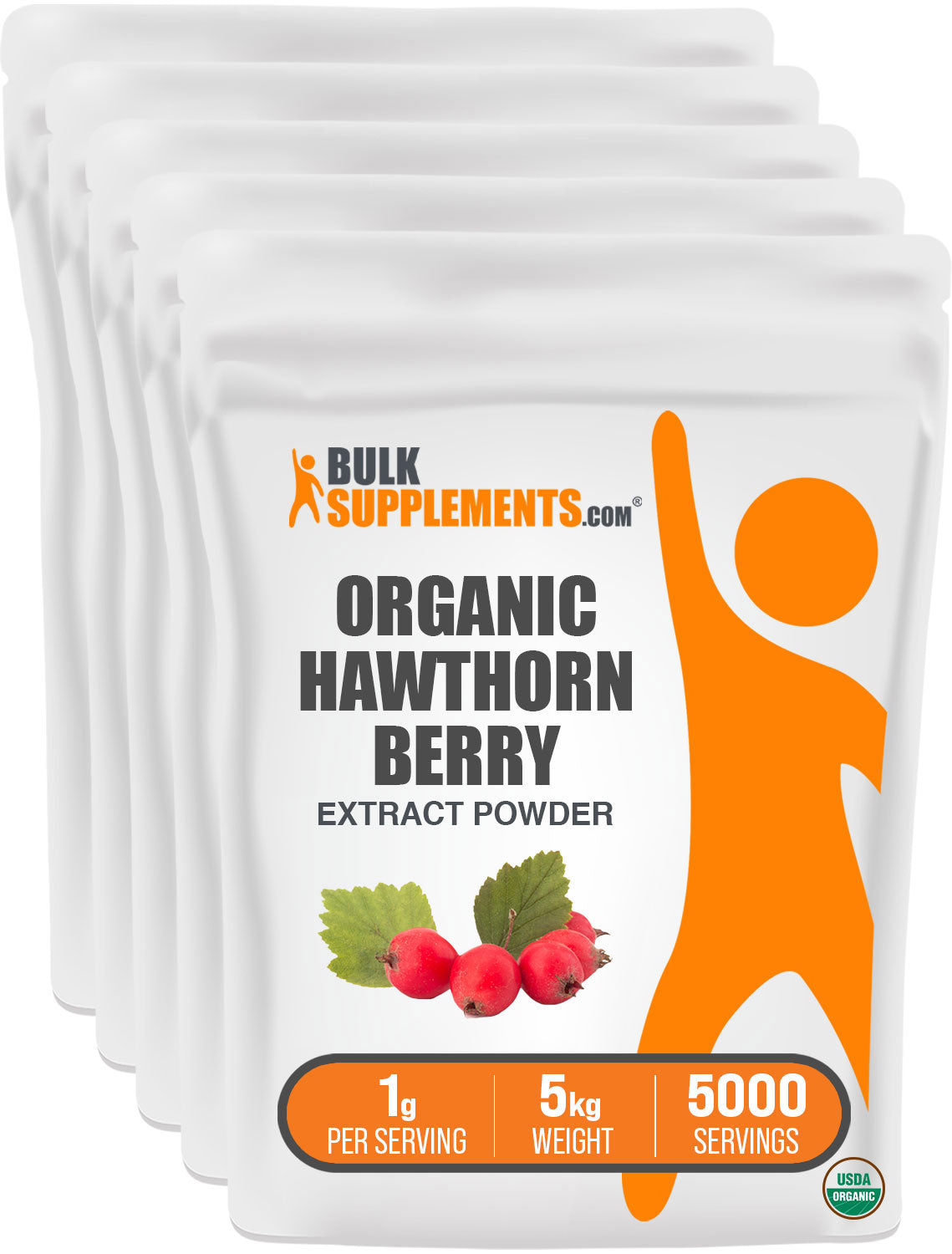 BulkSupplements.com Organic Hawthorn Berry Extract Powder 5kg bag image