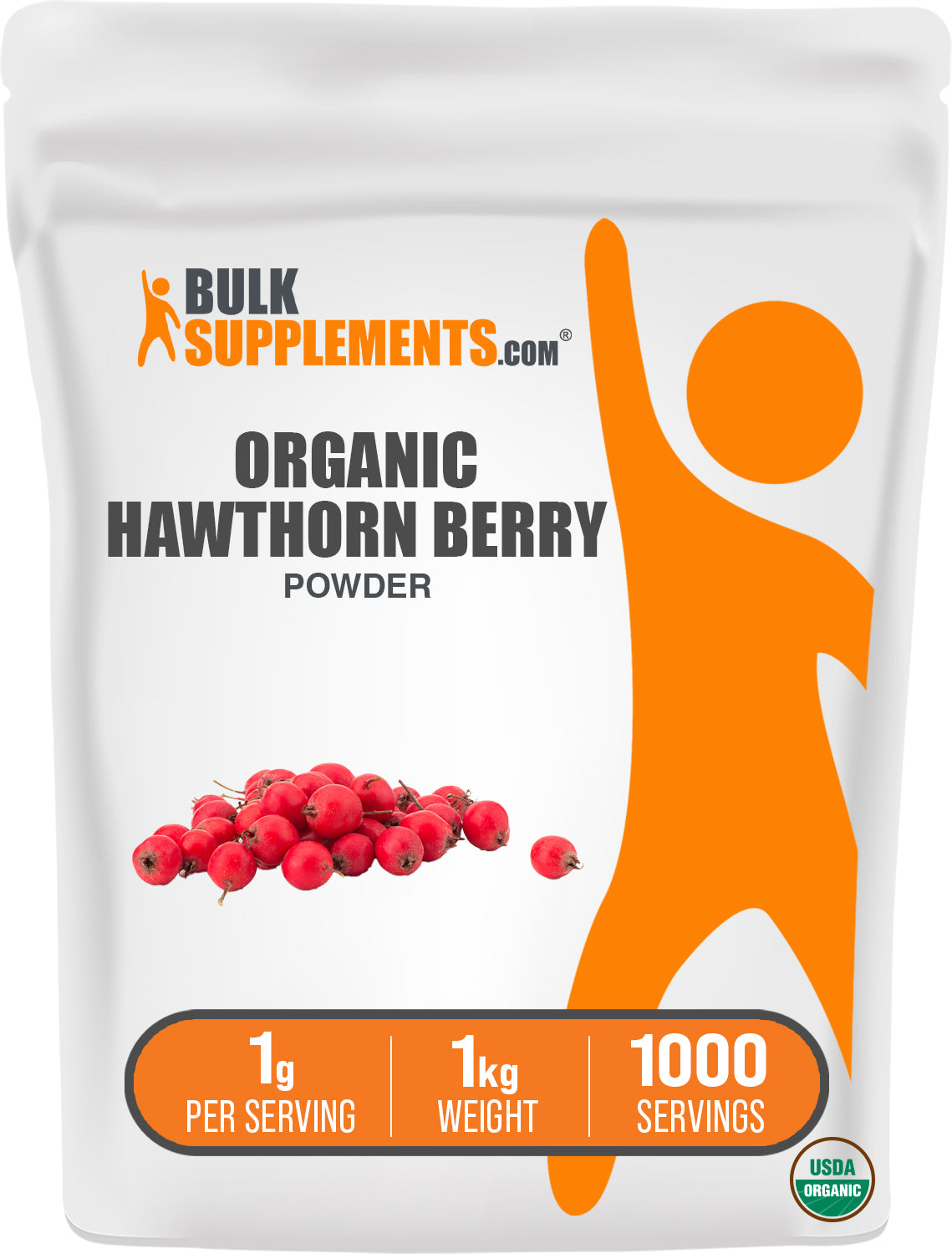 BulkSupplements.com Organic Hawthorn Berry Powder 1kg bag image