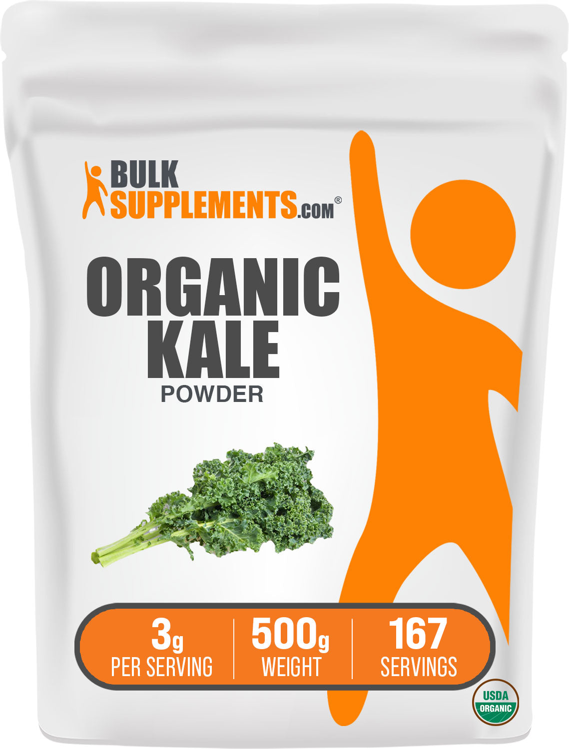 BulkSupplements.com Organic Kale Powder 500g bag image