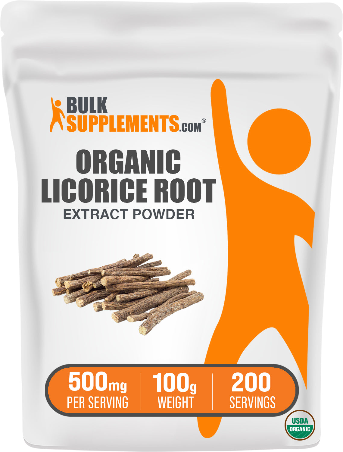 BulkSupplements.com Organic Licorice Root Extract Powder 100g bag image