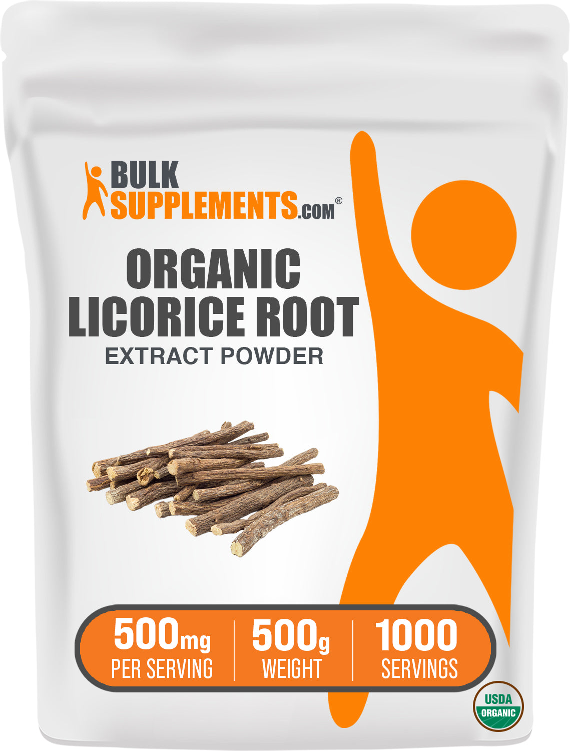 BulkSupplements.com Organic Licorice Root Extract Powder 500g bag image