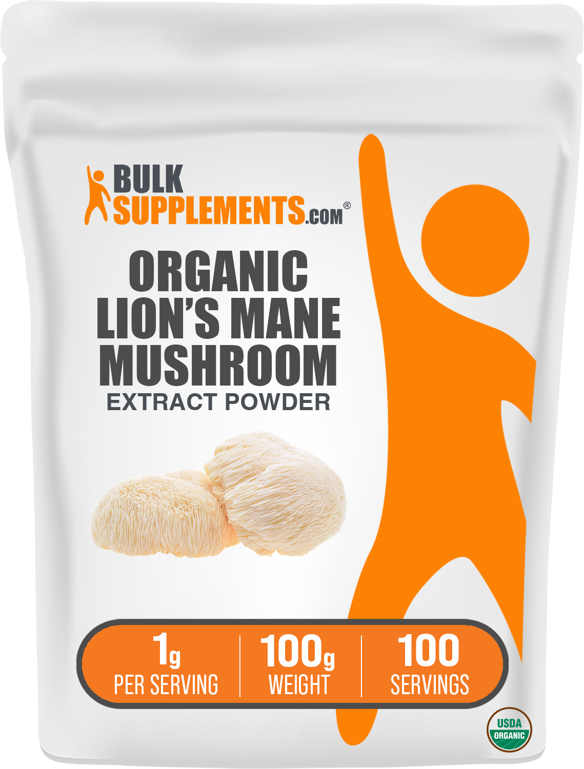 Organic Lion's Mane Mushroom Extract Powder 100g bag image