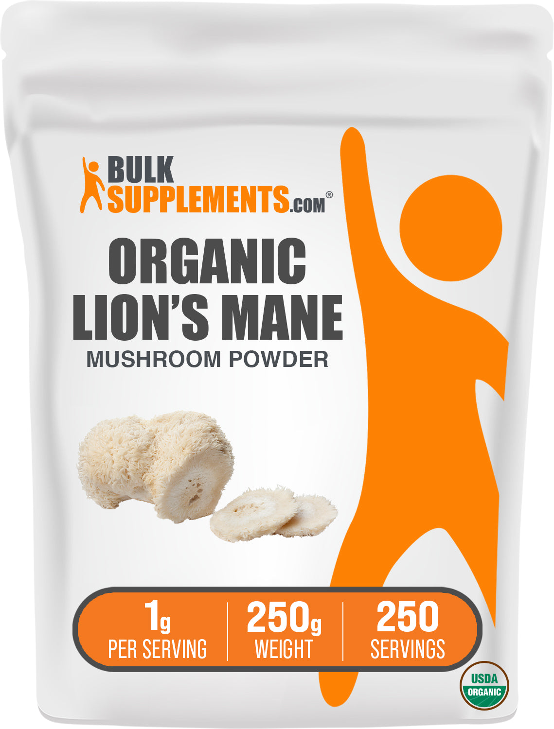 BulkSupplements.com Organic Lion's Mane Powder 250g bag image