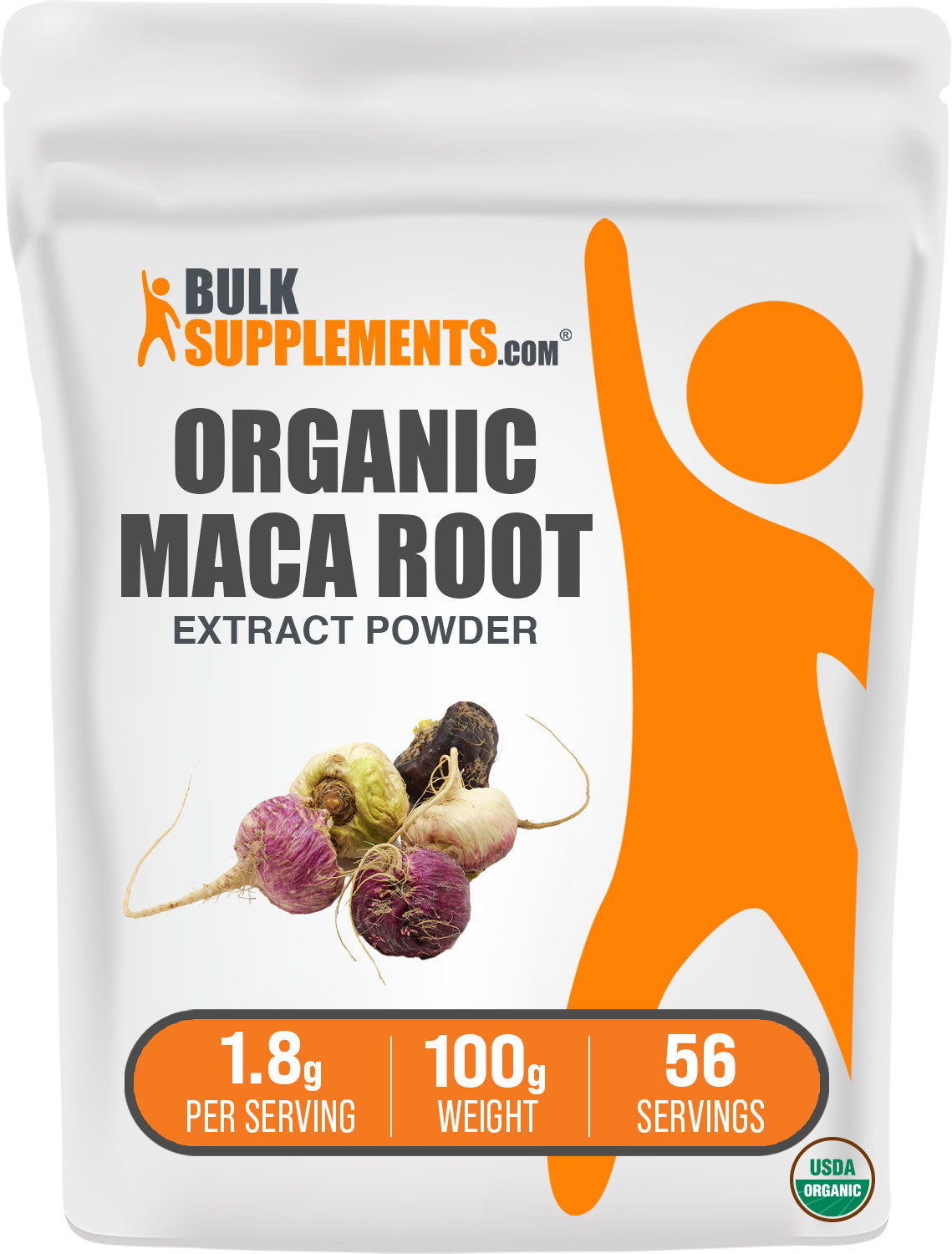 BulkSupplements.com Organic Maca Root Extract Powder 100g bag image