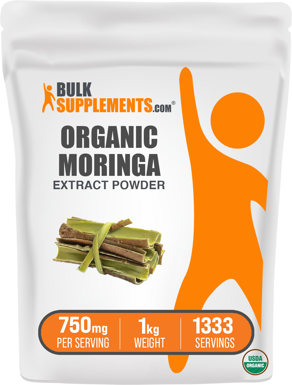 BulkSupplements.com Organic Moringa Extract Powder 1kg bag image