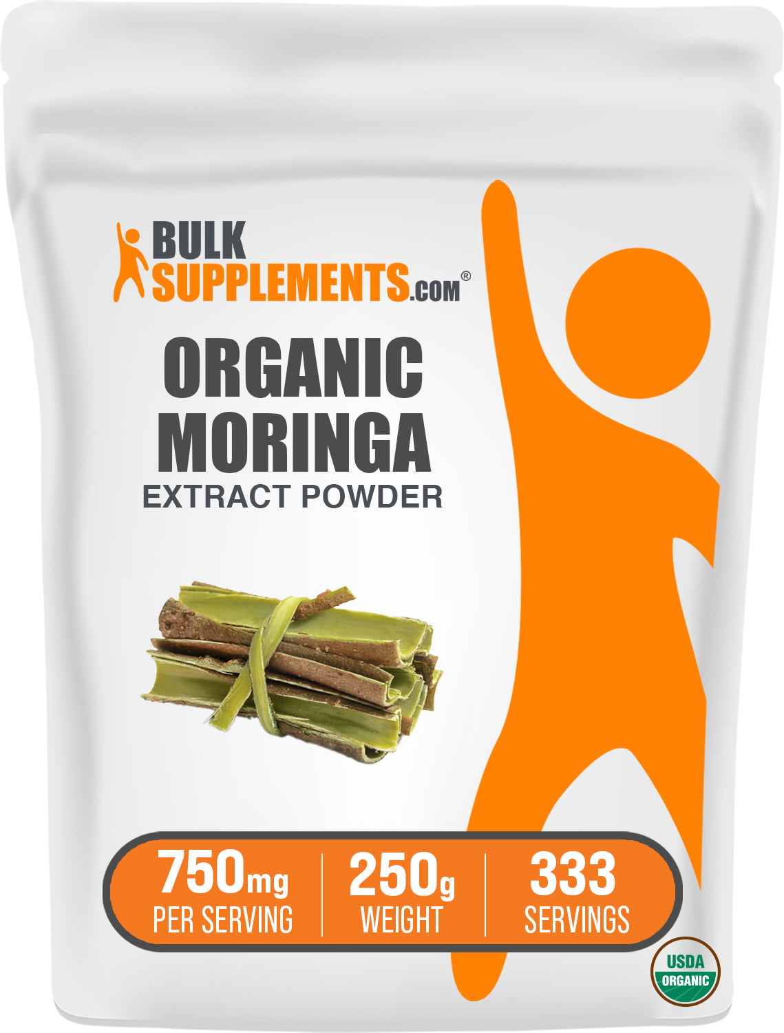 BulkSupplements.com Organic Moringa Extract Powder 250g bag image