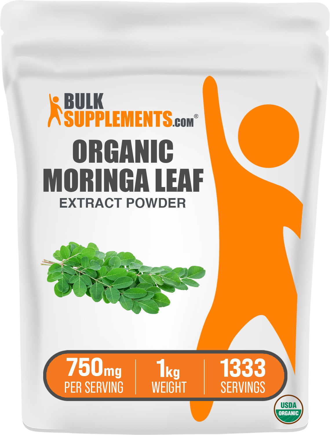 BulkSupplements.com Organic Moringa Extract Powder 1kg bag image