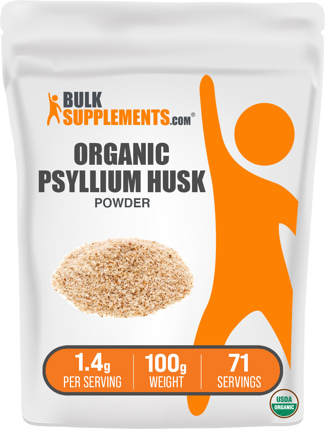 BulkSupplements.com Organic Psyllium Husk Powder 100g bag image