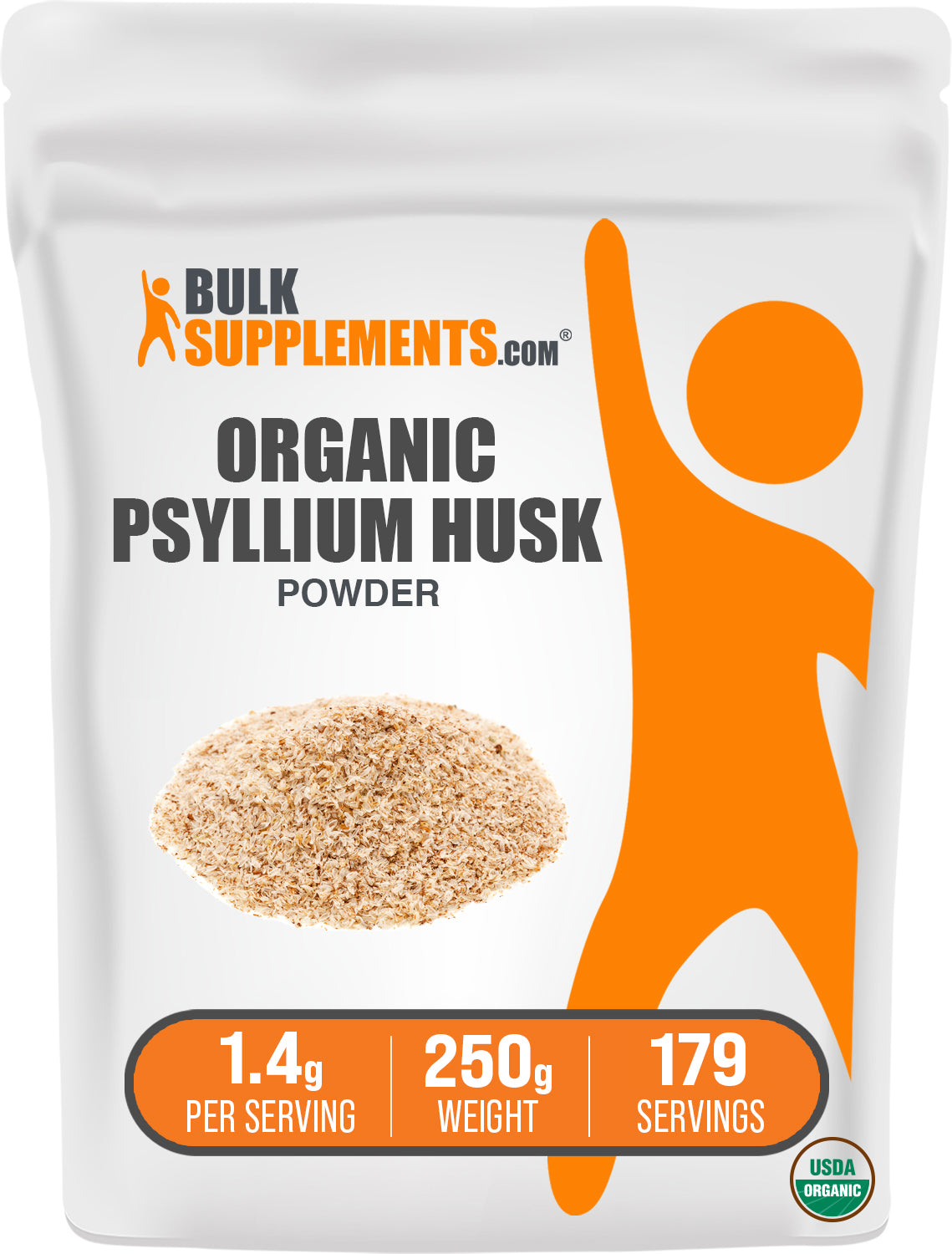 BulkSupplements.com Organic Psyllium Husk Powder 250g bag image