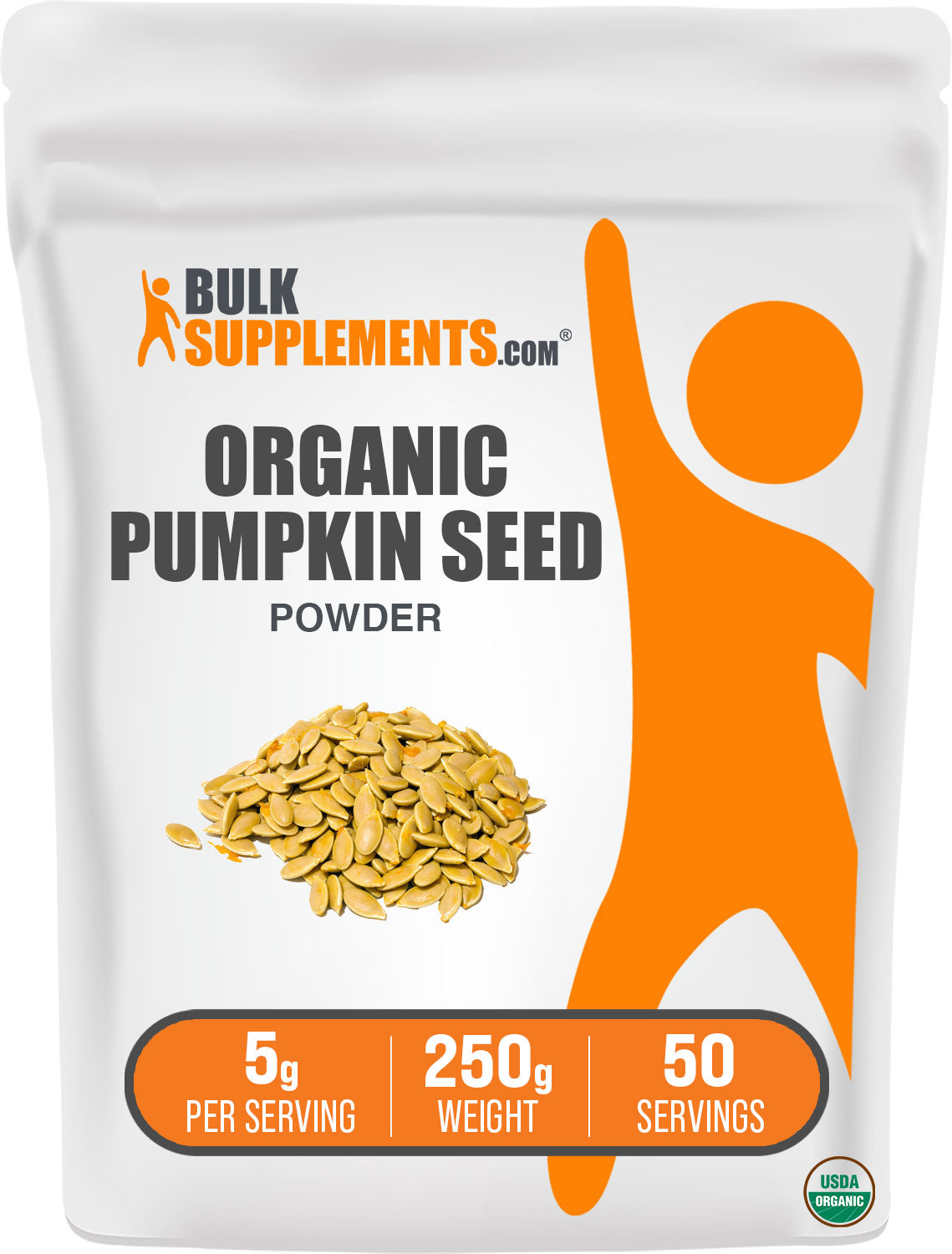 BulkSupplements.com Organic Pumpkin Seed Powder 250g bag image