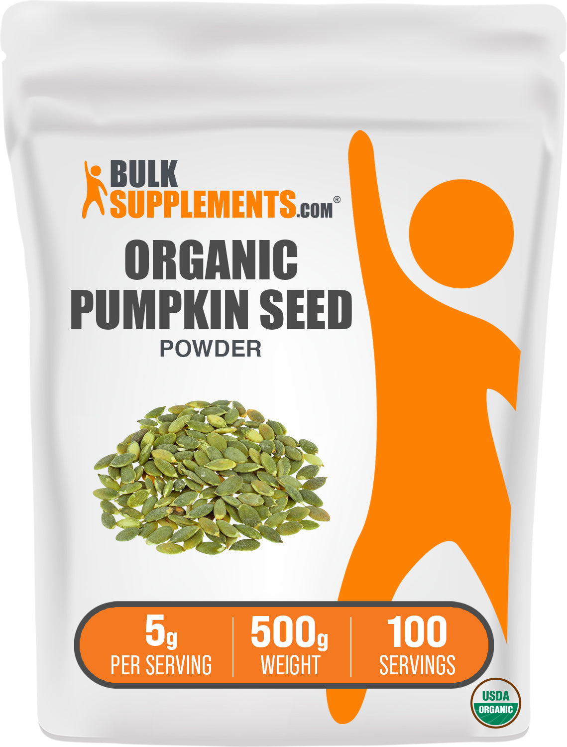 BulkSupplements.com Organic Pumpkin Seed Powder 500g bag image