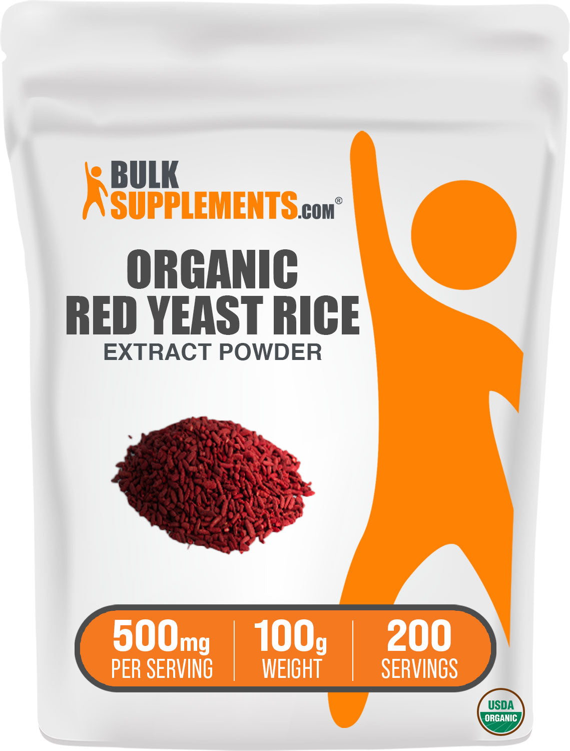 BulkSupplements.com Organic Red Yeast Rice Extract Powder 100g bag image