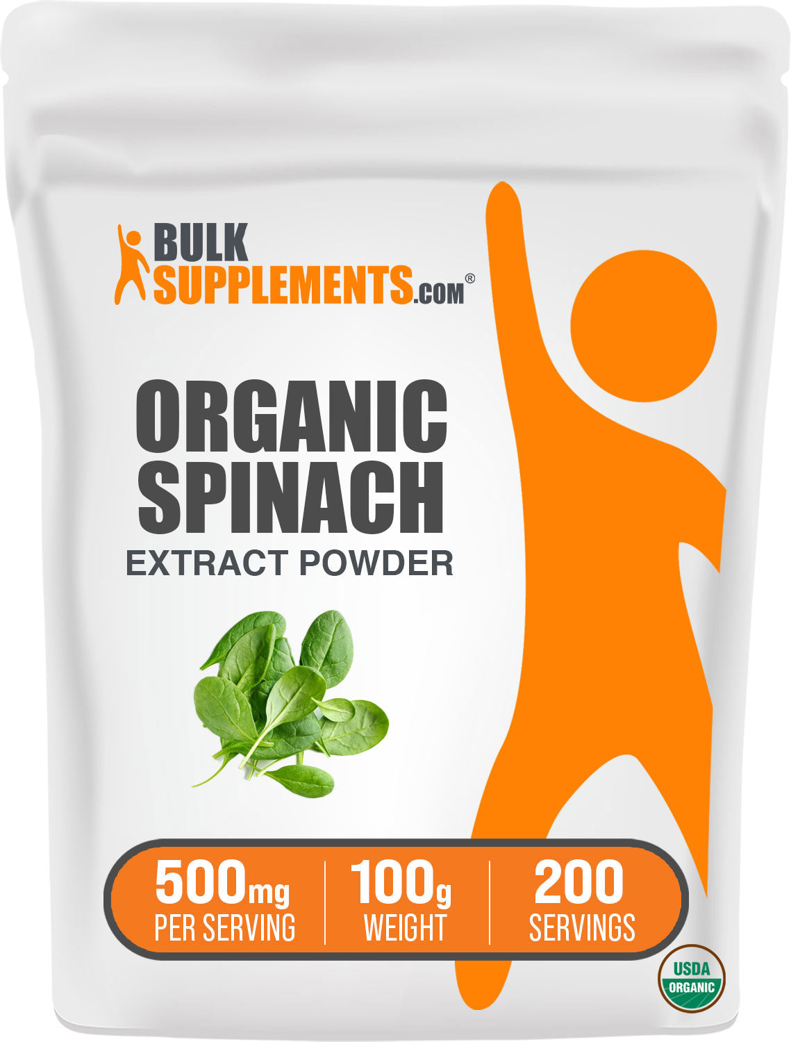 BulkSupplements.com Organic Spinach Extract Powder 100g bag image