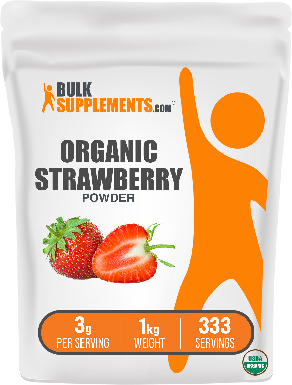 BulkSupplements.com Organic Strawberry Powder 1kg bag image