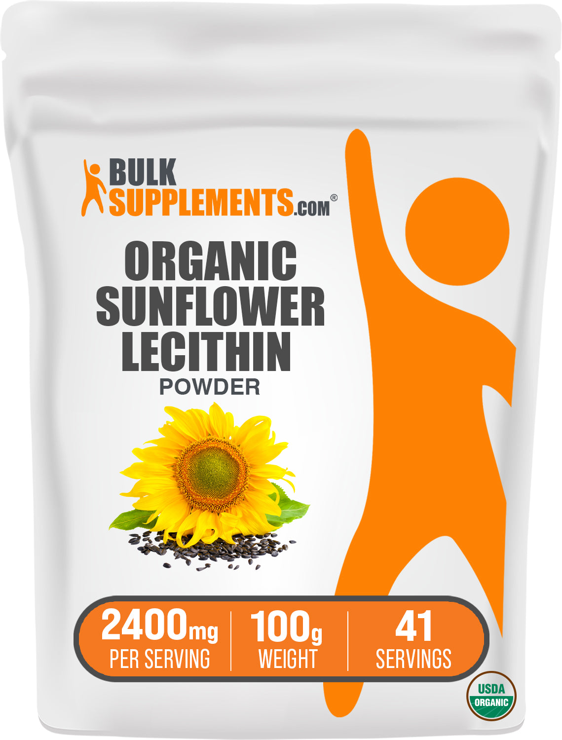 BulkSupplements.com Organic Sunflower Lecithin Powder 500g bag image