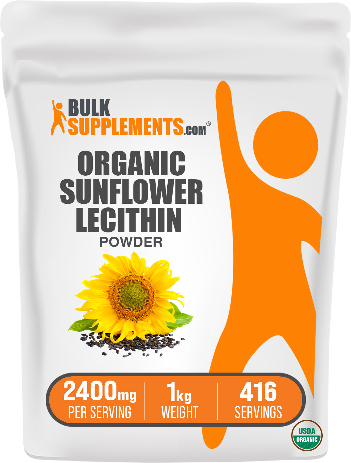 BulkSupplements.com Organic Sunflower Lecithin Powder 1kg bag image