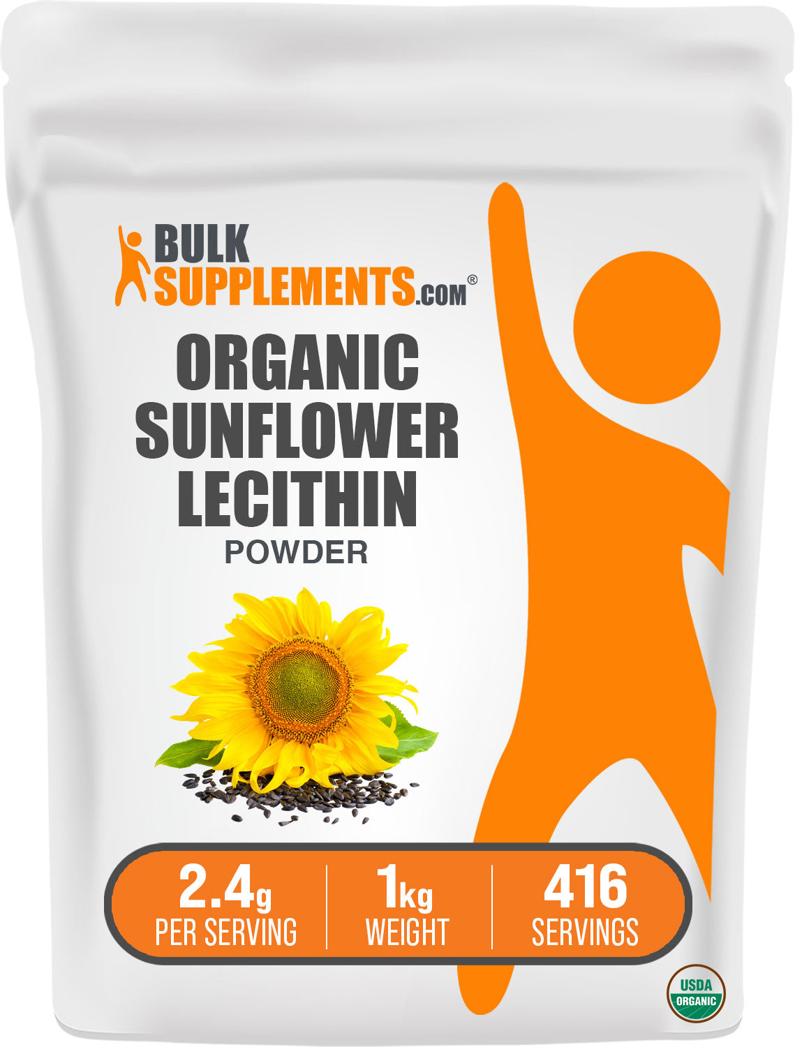 BulkSupplements.com Organic Sunflower Lecithin Powder 1kg bag image