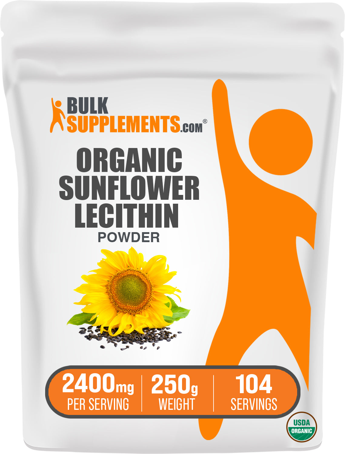 BulkSupplements.com Organic Sunflower Lecithin Powder 250g bag image