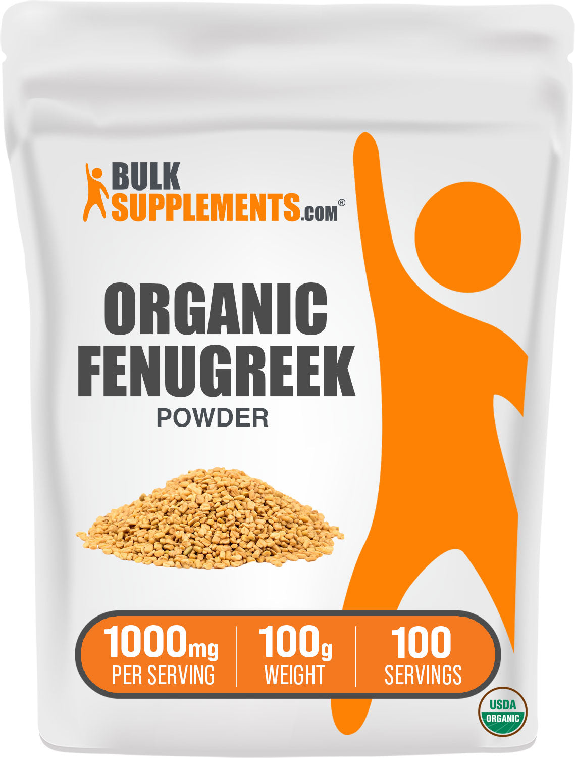 BulkSupplements.com Organic Fenugreek Powder 100g bag image