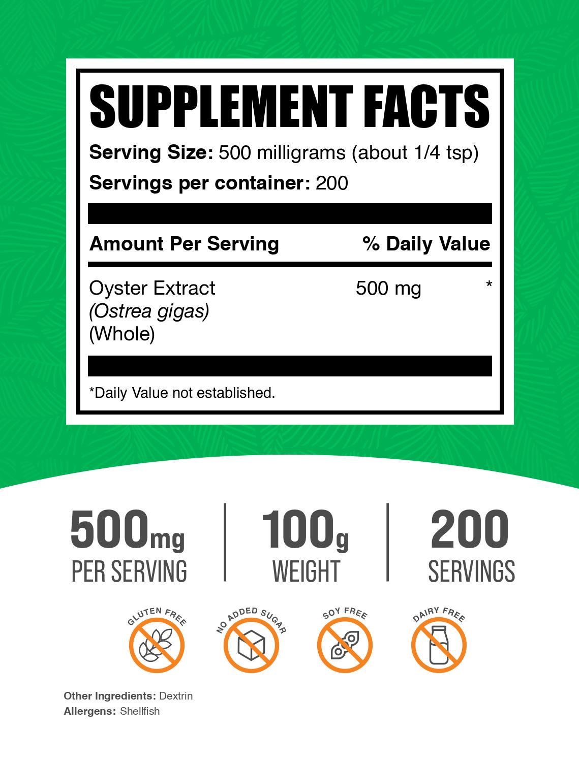 Oyster extract powder label 100g