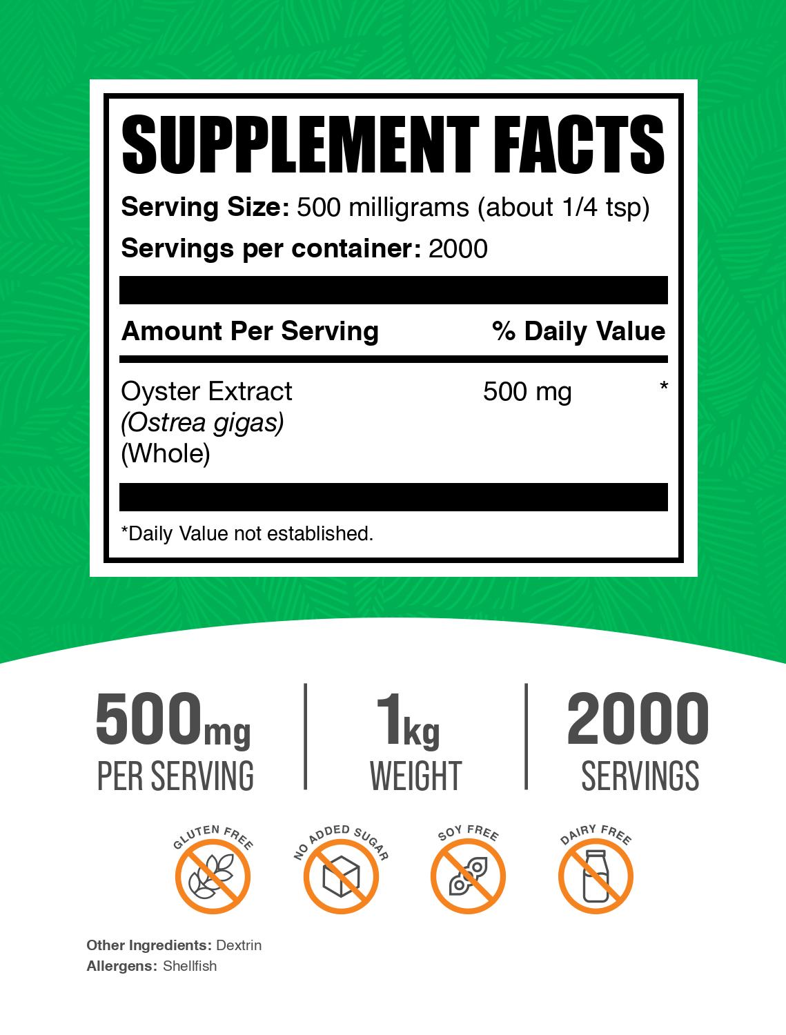 Oyster extract powder label 1kg