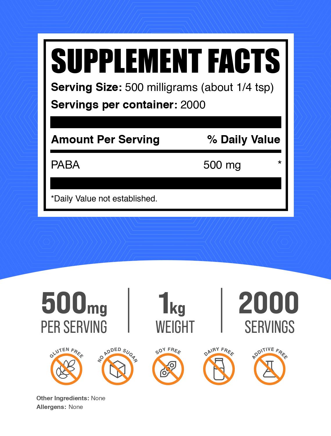 PABA powder label 1kg