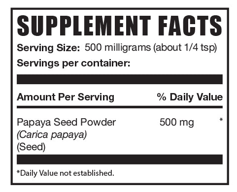 Papaya seed powder mini label