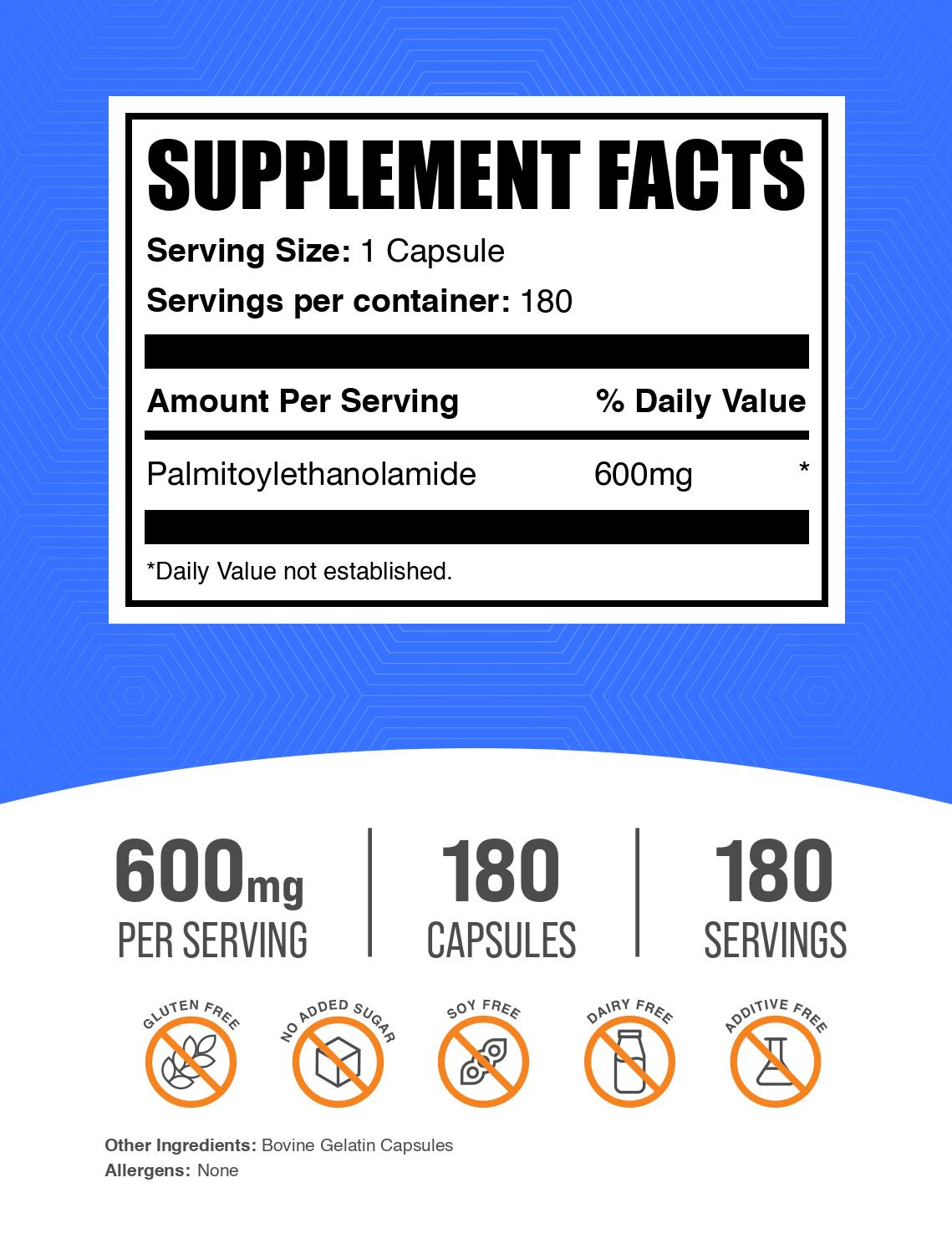 PEA 180 ct capsules label