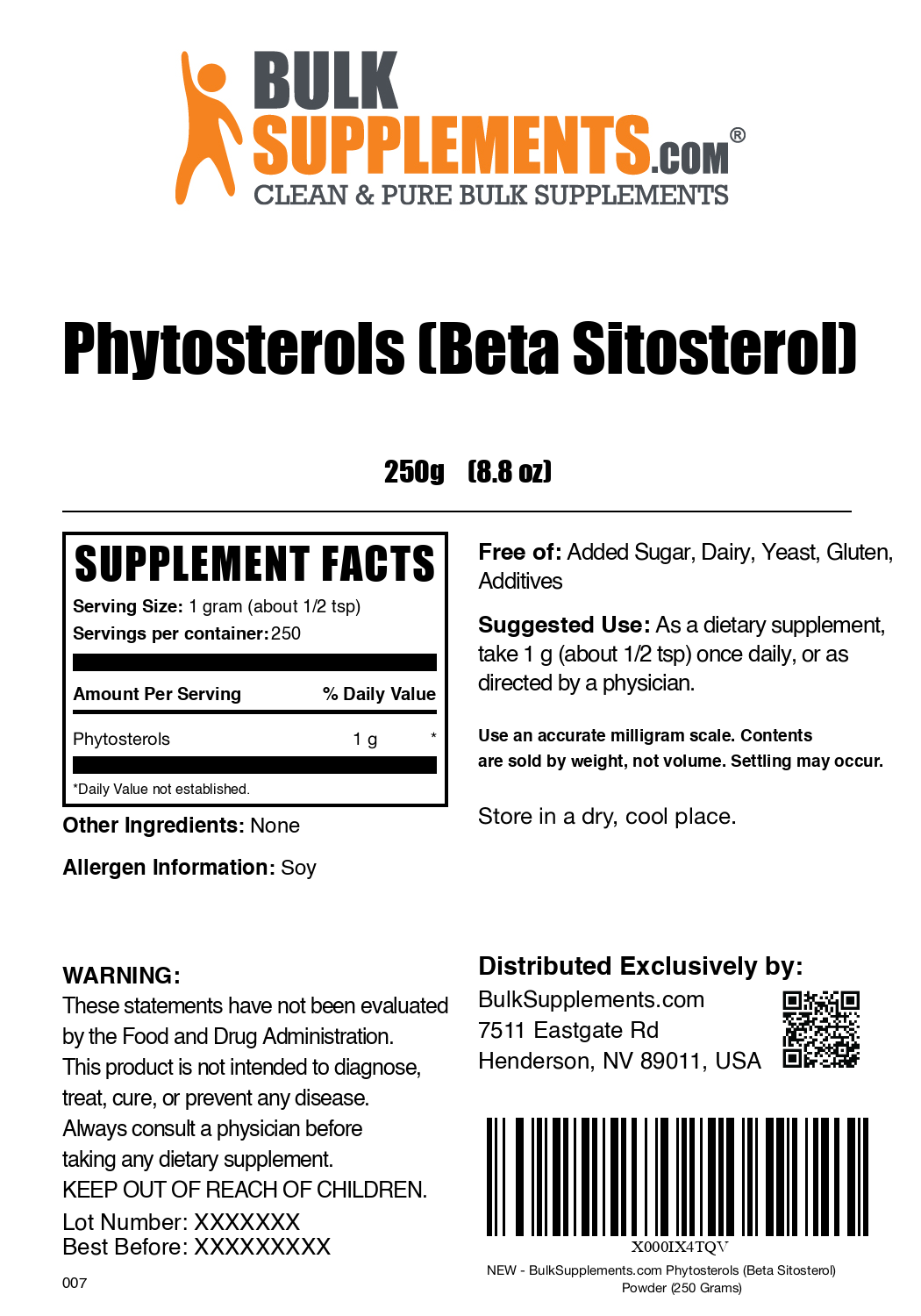 Phytosterols powder label 250g