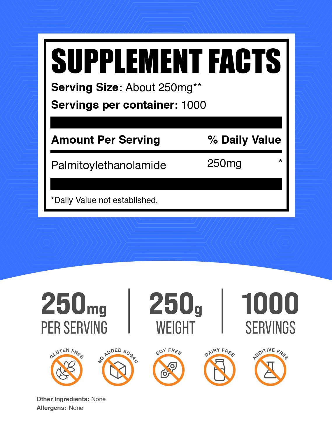 Palmitoylethanolamide (PEA) powder label 250g