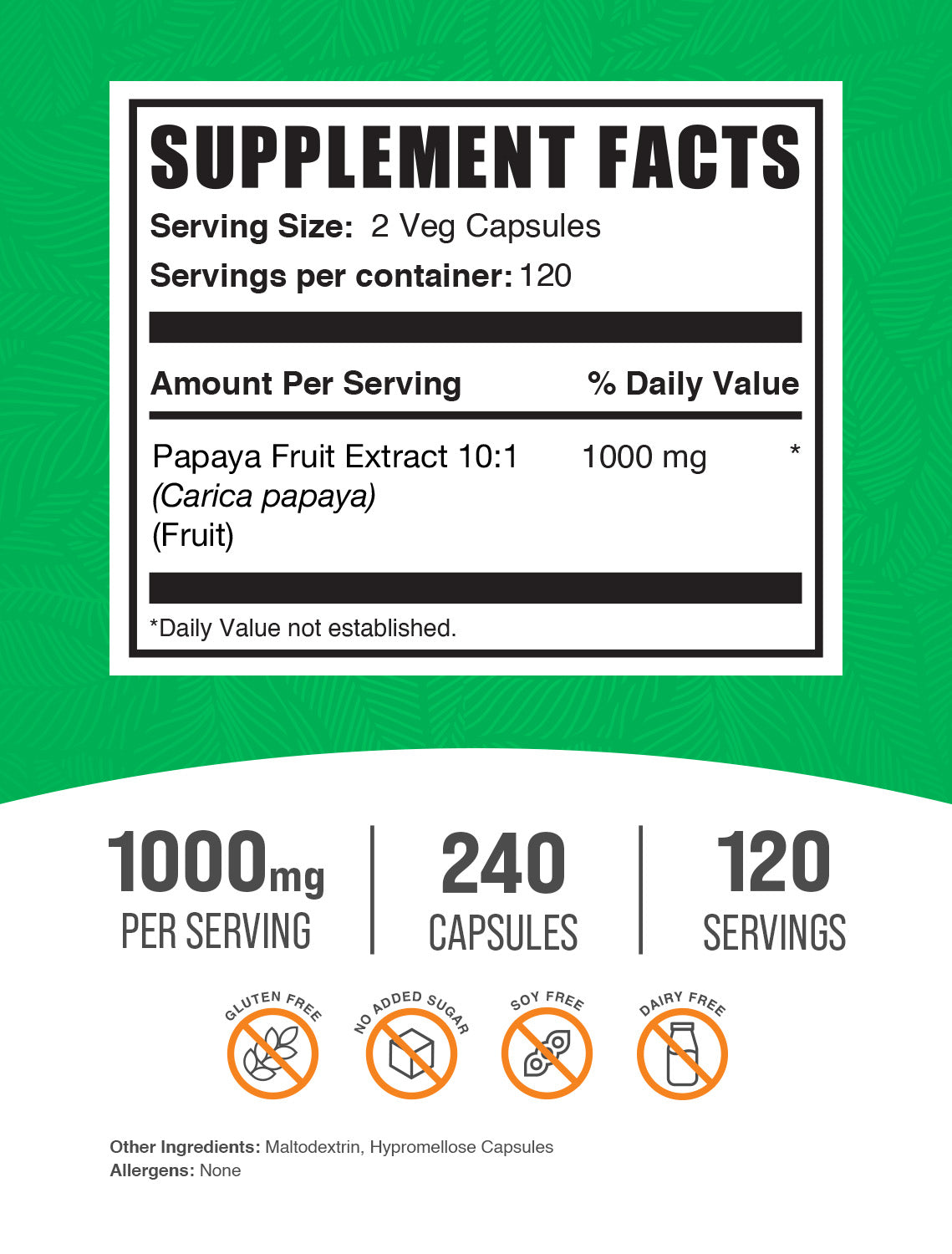 Cápsulas de extracto de fruta de papaya