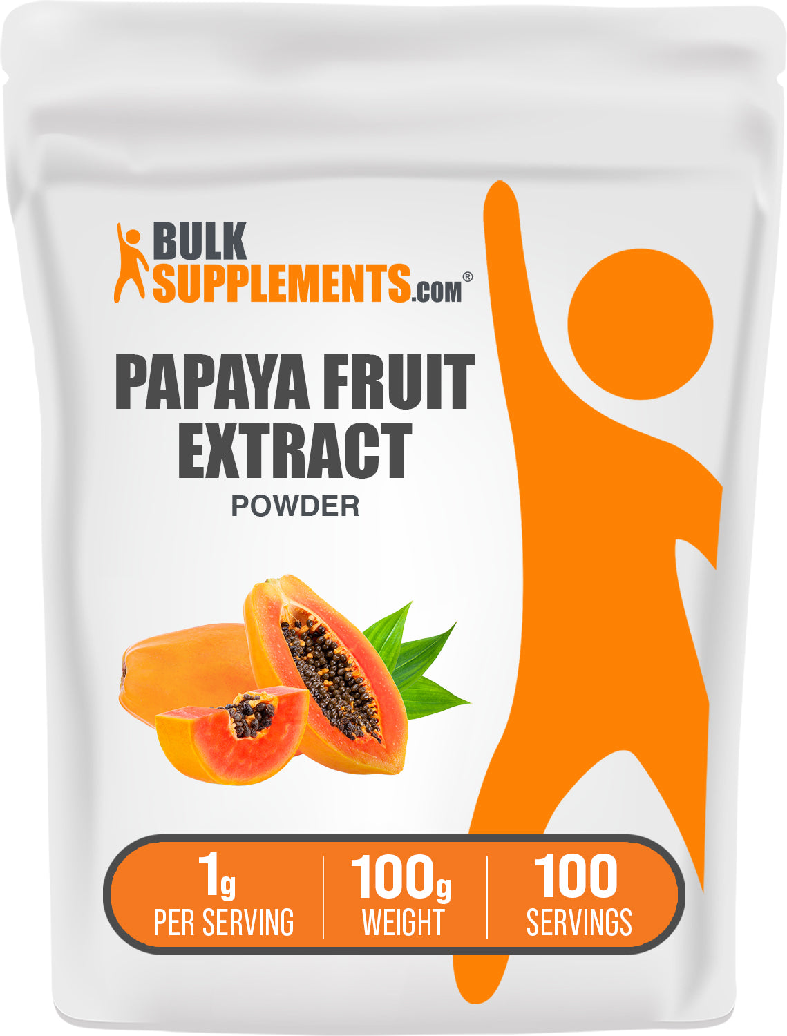 BulkSupplements.com Papaya Fruit Extract Powder 100g bag image