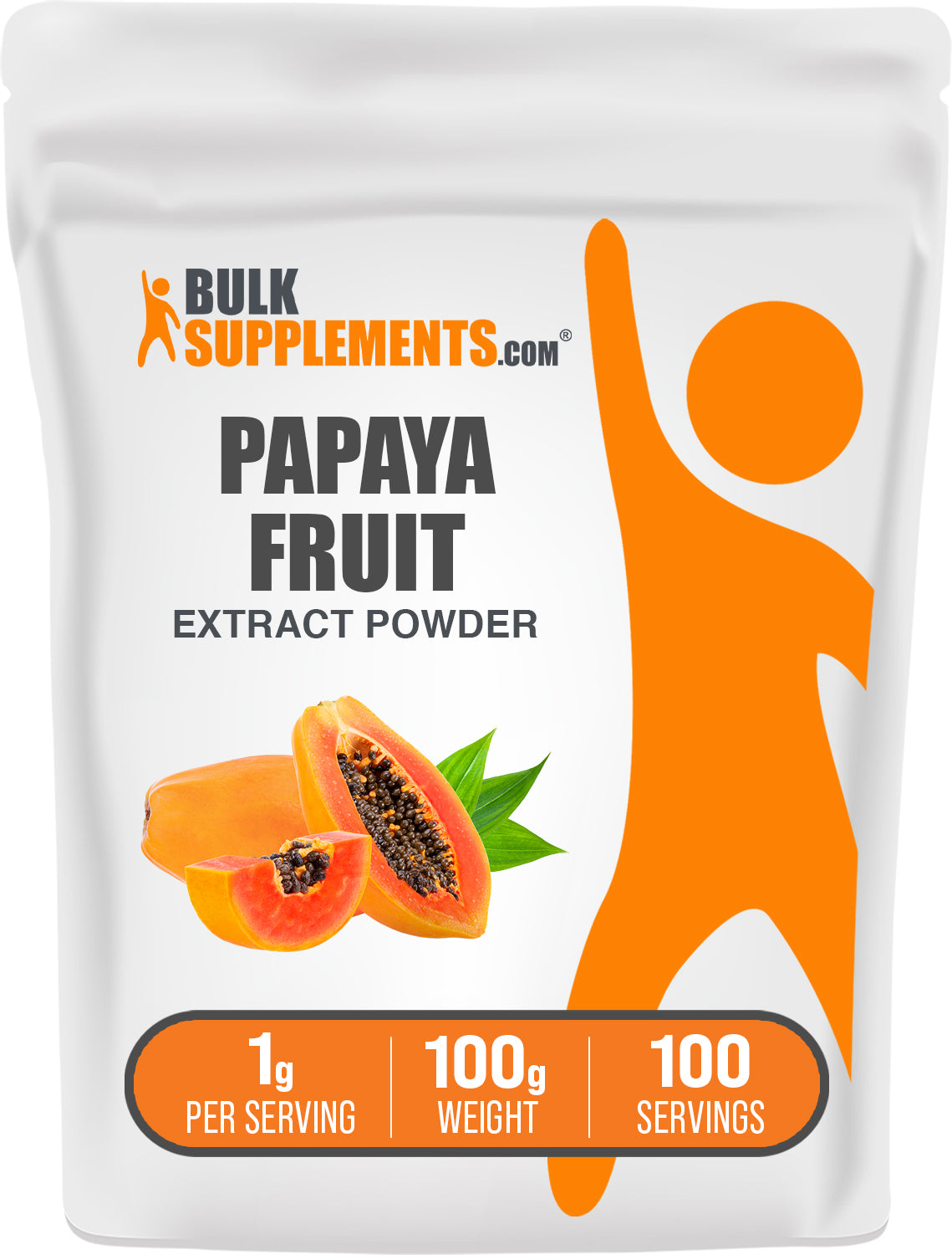 BulkSupplements.com Papaya Fruit Extract Powder 100g bag image