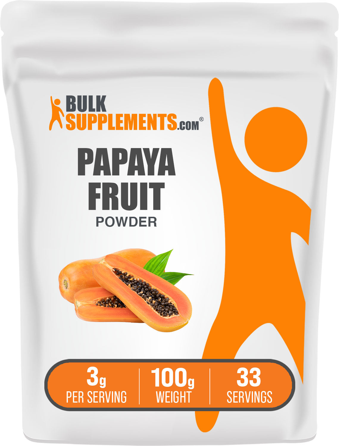 BulkSupplements.com Papaya Fruit Powder 100g bag image