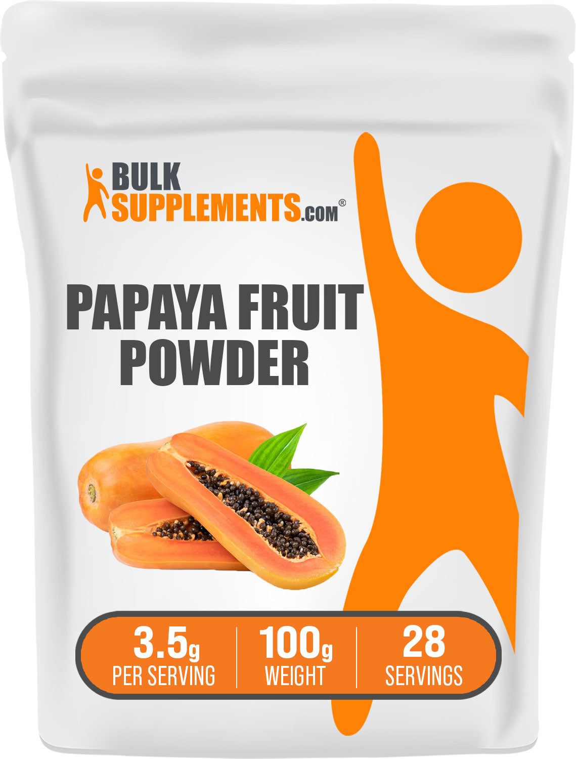 BulkSupplements.com Papaya Fruit Powder 100g Bag