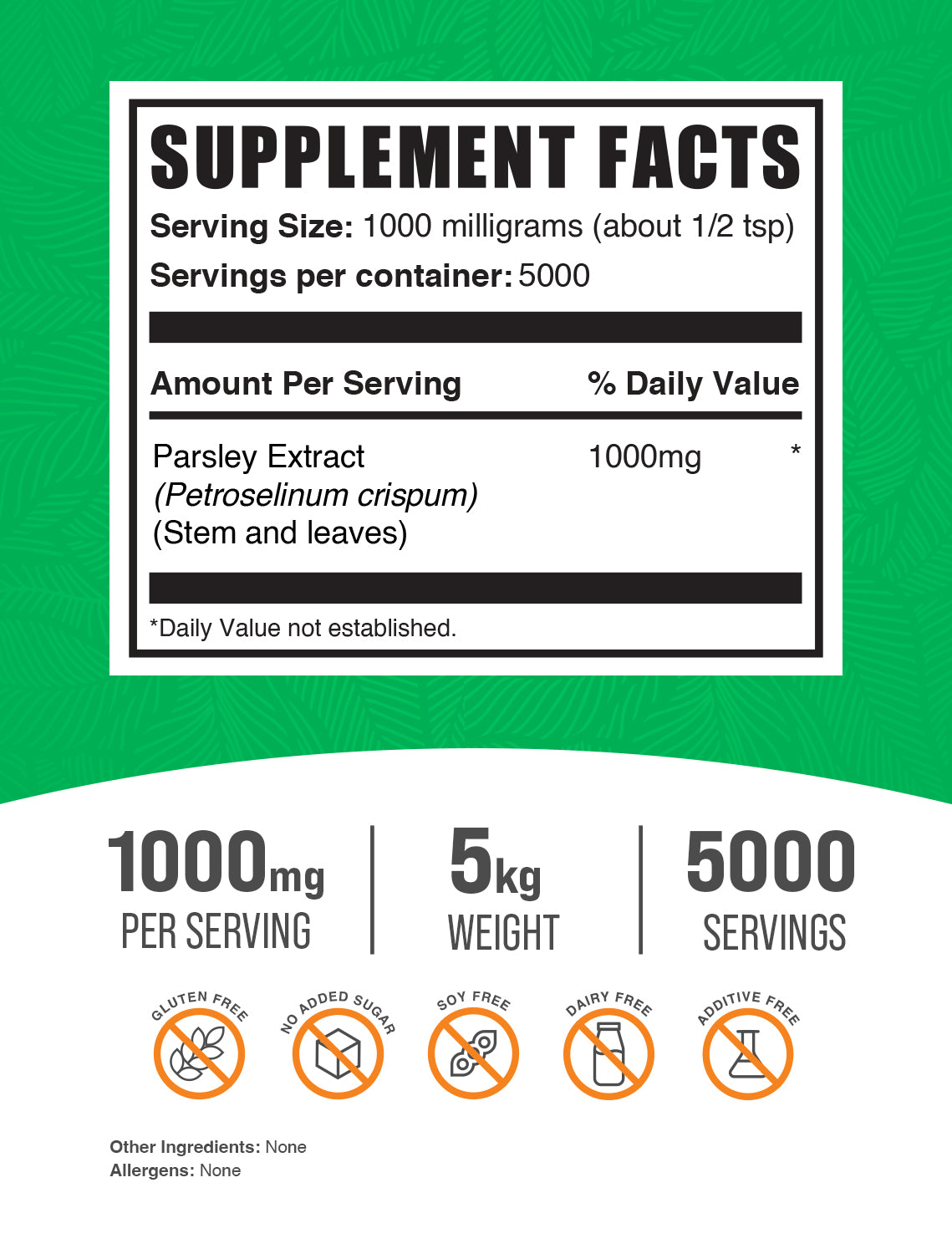 Parsley Extract powder label 5kg