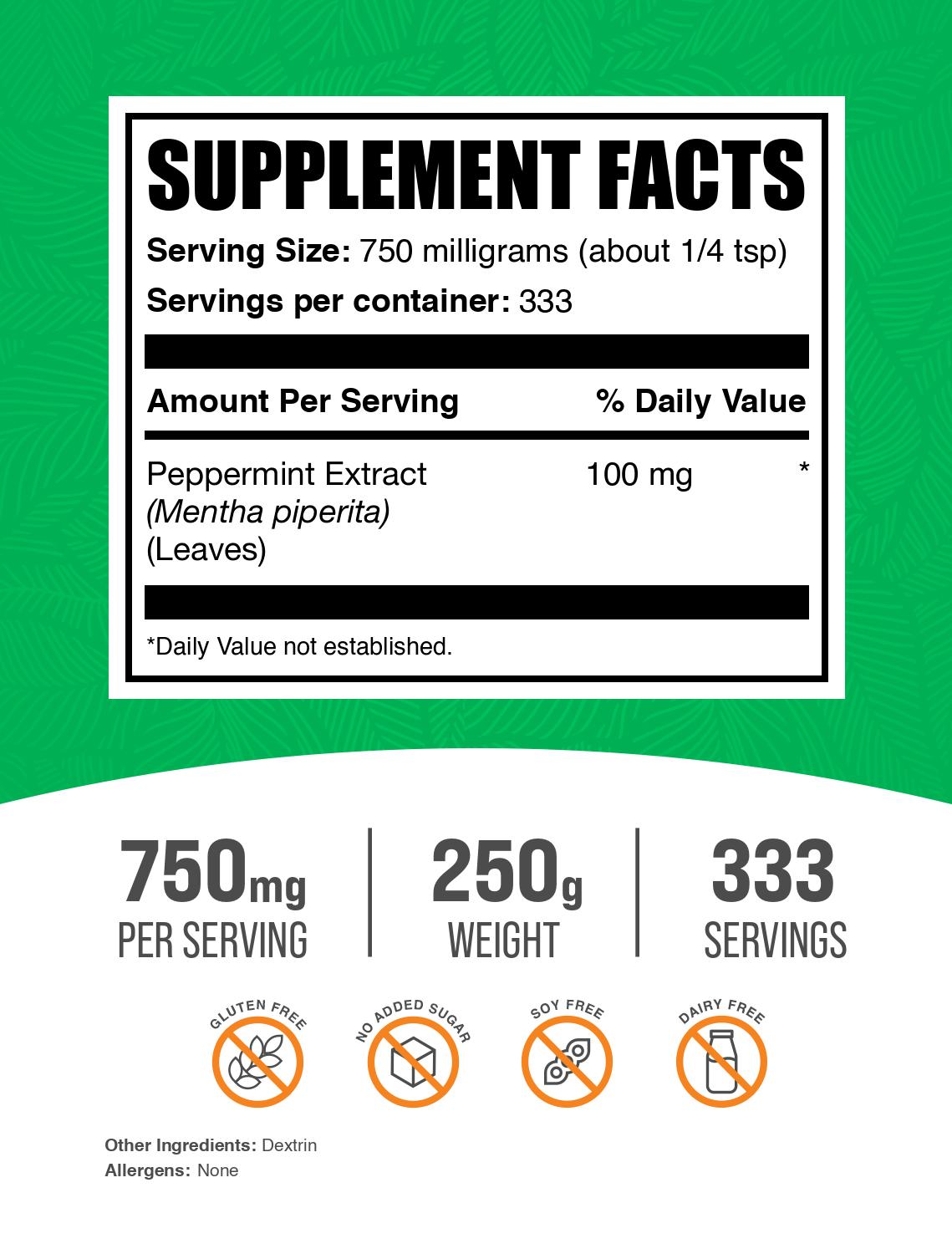 Peppermint Extract powder label 250g