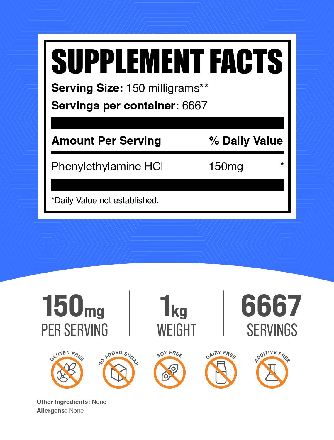 Phenylethylamine HCl (PEA) powder label 1kg