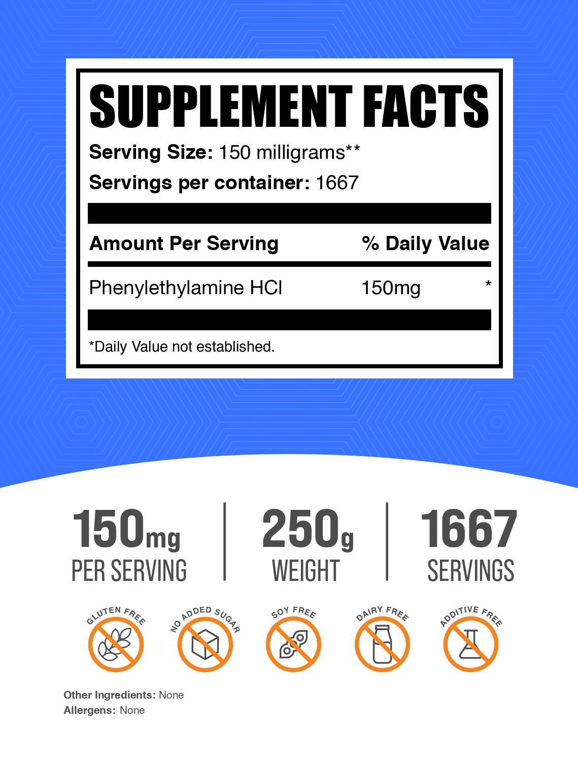 Phenylethylamine HCl (PEA) powder label 250g