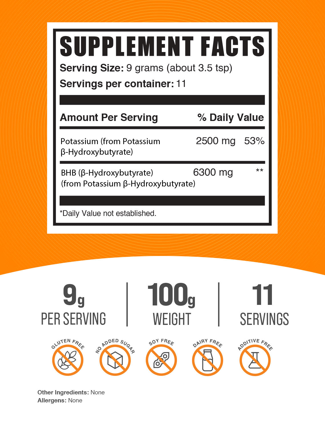 Potassium BHB powder label 100g